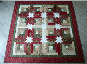 Timeless Log Cabin Quilt With Hidden Stars In The Sashing