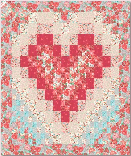 Double Heart Watercolor Quilt Pattern