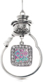 Inspired Silver - Silver Square Charm Snowman Ornament with Cubic Zirconia Jewelry