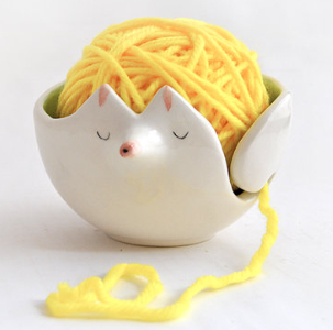 cotton yarn wool holder cat