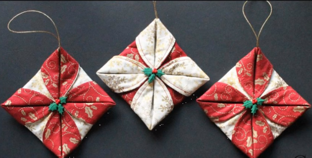 folded quilted fabric ornament