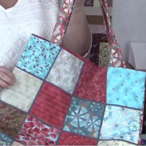 patchwork tote bage with 5inch squares