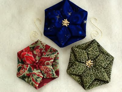 quilted fabric ornaments hexagon