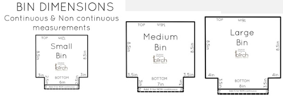 fabric bin sizes