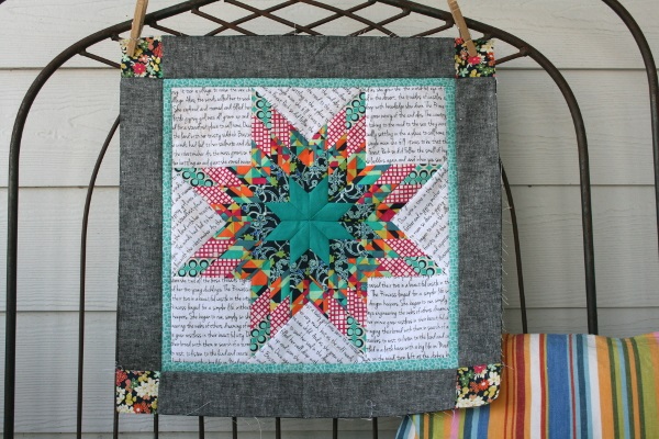 lone star quilt pattern in green and gray