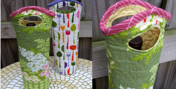 quilted wine tote