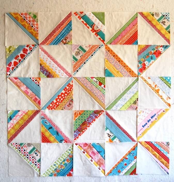 scrappy string quilt top