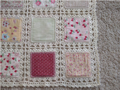 crochet quilt with fabric squares