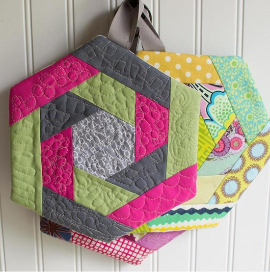 hexagon potholder fussy cutting