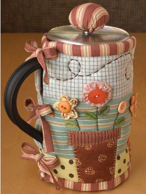 French press cozy cute embellishments