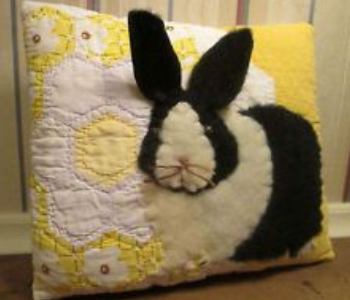 bunny rabbit quilt pillow vintage