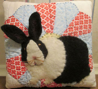 bunny rabbit throw pillow dresden plate