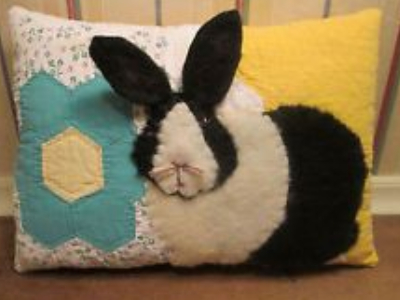 bunny rabbit throw pillow grandmothers flower garden quilt pattern