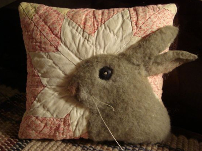 bunny rabbit throw pillow star quilt block