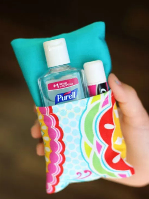 double sided tissue pouch chapstick and hand sanitizer