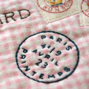 fabric labels like a postal stamp