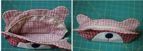 how to put the zip in a teddy bear quilt bag