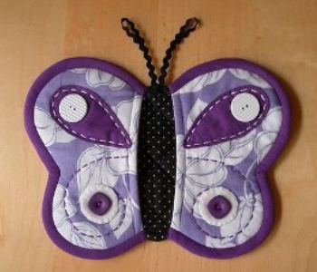 quilted potholder butterfly purple