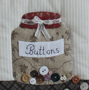 sewing room wall quilt button jar applique