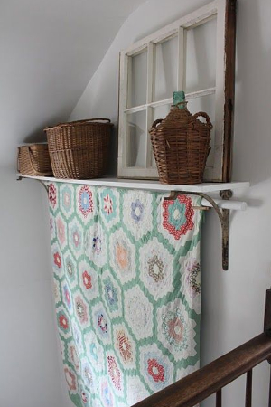 shabby quilt rack for grandmothers flower garden vintage