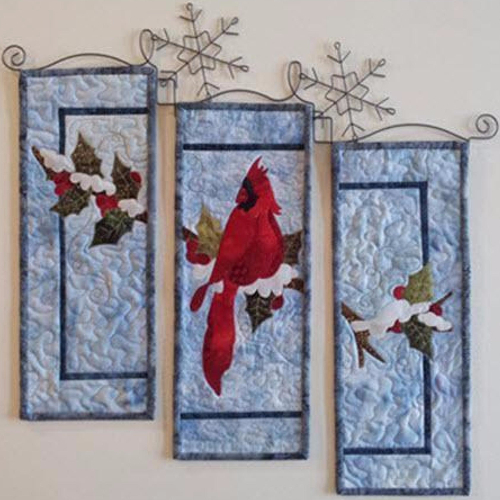 winter scene wall quilt cardinal