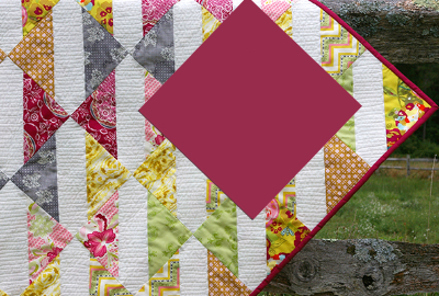 baby quilt binding Spiced Berry fabrc