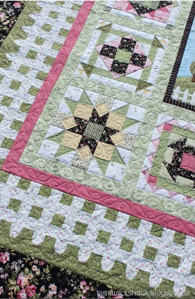 patchwork party quilt block rose garden path