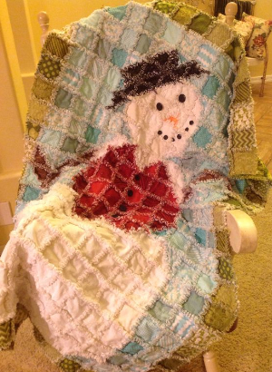 snowman rag quilt very raggy