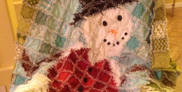 snowman rag quilt