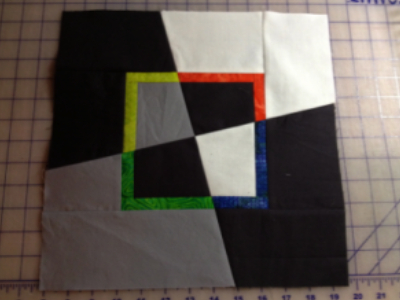 wonky squares quilt block ready to use on the design wall