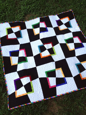 wonky squares quilt pattern black and white