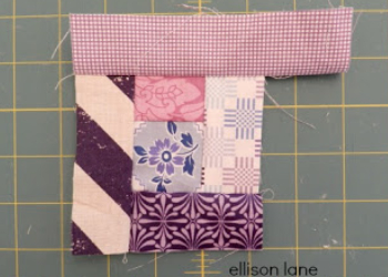 build an improv log cabin quilt block with fabric scraps