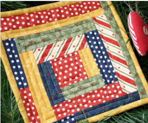 christmas hot pad log cabin block