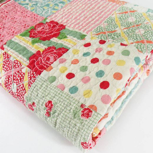 four patch quilt country rose fabric