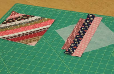 how to lay out fabric strips of a string quilt