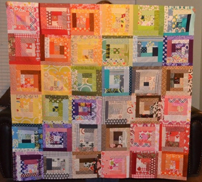 improv log cabin quilt top