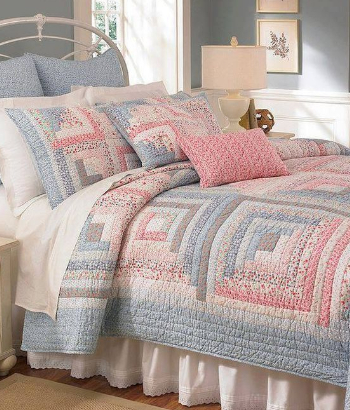 blue pink quilt