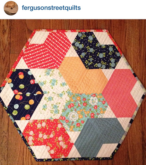 sweetheart table topper using hex n more quilting ruler