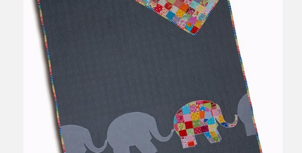 Patchwork elephant baby quilt