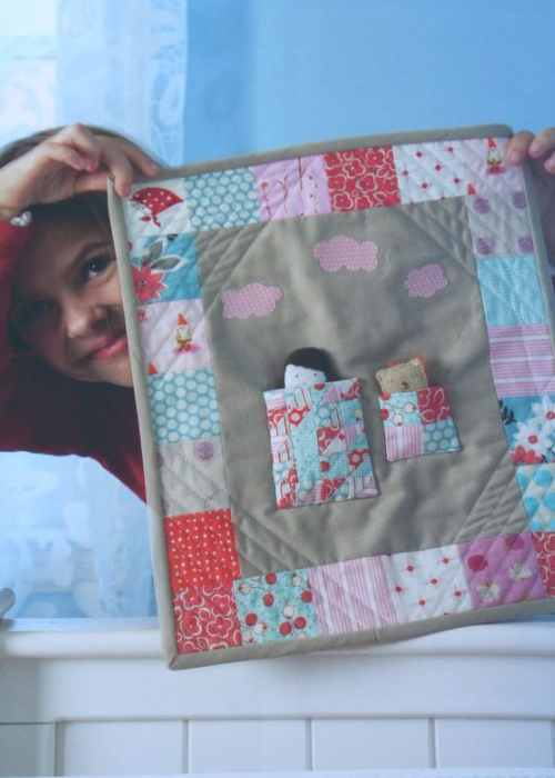 Pretty in Patchwork doll quilt made with mini charms
