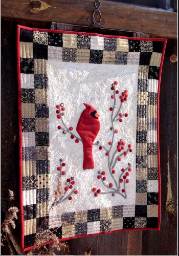 Red Berries Cardinal Wall quilt