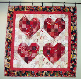 Valentine Hearts wal hanging with four hearts