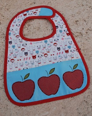 baby bib appliqued apples