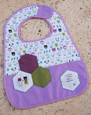 baby bib with 3 hexagons