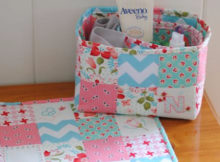 Fabric baskets and matching bedside table mat