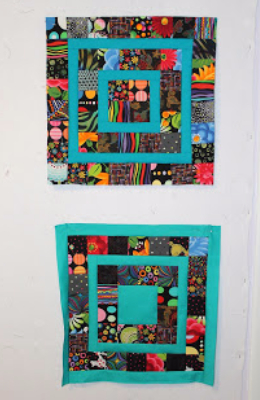 scrap quilt blocks with two and a half inch squares