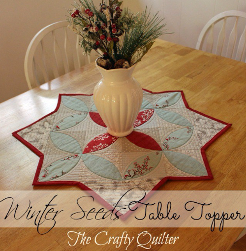 winter cardinal fabric table topper