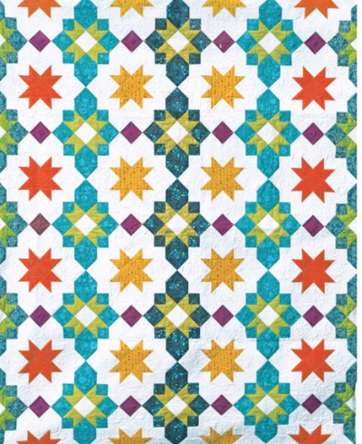 Boundless Batiks Flower Market teal lanterns quilt