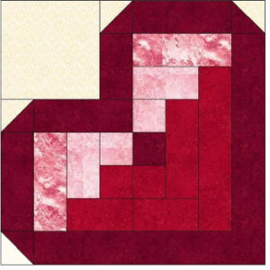 log cabin heart quilt block