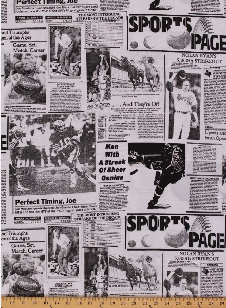 newspaper print fabric sports
